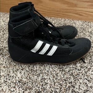 Adidas Black Wrestling Shoes with White Accents